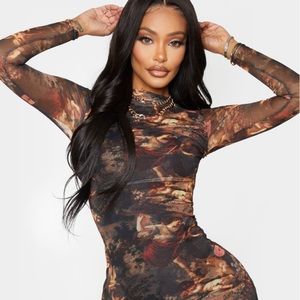 *NWT Renaissance Print Midi Long Sleeve Dress